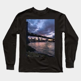 Sunset over the Manhattan Bridge Long Sleeve T-Shirt